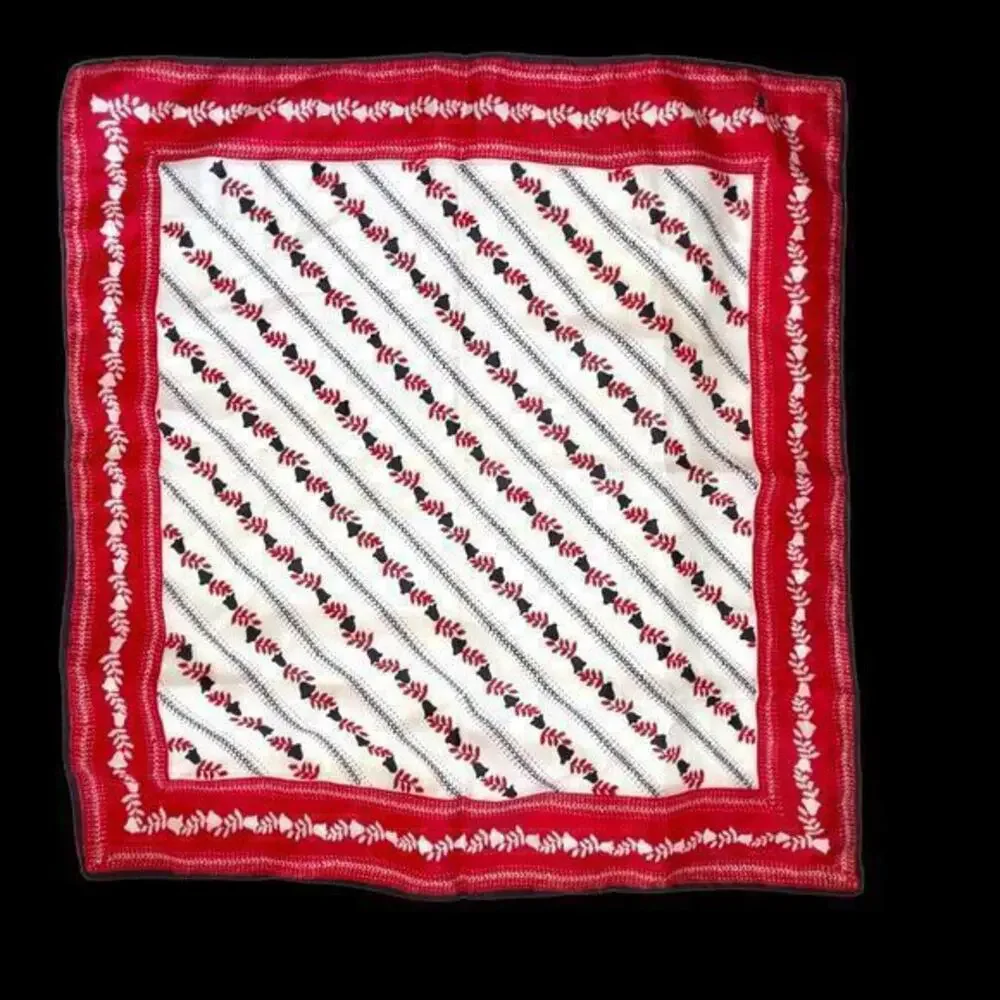 Vintage Signed VERA NEUMAN 1960s Red and White Floral Square Scarf 21” x 21”